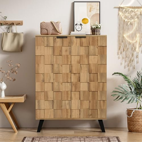 Kebnor Mueble zapatero moderno con 5 compartimentos – Medidas 80,5 x 35 x 109,5 cm, estantes ajustables (Wood(aparador)