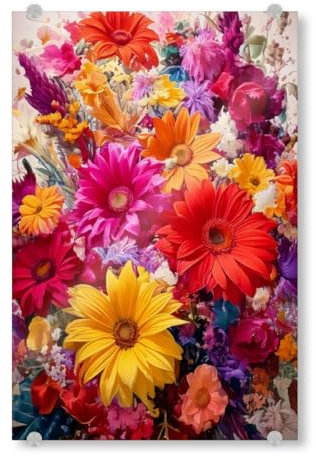 artboxONE Acrylglasbild 30x20 cm Floral Großer Blumenstrauß Bild hinter Acrylglas - Bild Blume Blume Explosion