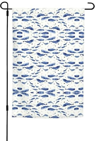 Kleine Blauwal-Schwimm-Flagge für den Winter, doppelseitig, Gartenflaggen für Gartendekoration (nur Flagge)