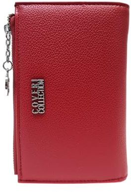COVERI COLLECTION Portafoglio da Donna, Ecopelle, Art. 17-2 Dimensioni: 15,5 x 10 cm, con Zip e Clip, Scritta Marchio in Metallo (ROSSO)