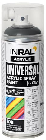 INRAL Sprühlack - Anthrazitgrau matt RAL7016 Universal Sprühfarbe 400ml. Spraydose für Metall, Kunststoff, Holz & Stein - Hochdeckende, Regen- und UV-beständige Farbspray für Innen- & Außenbereich