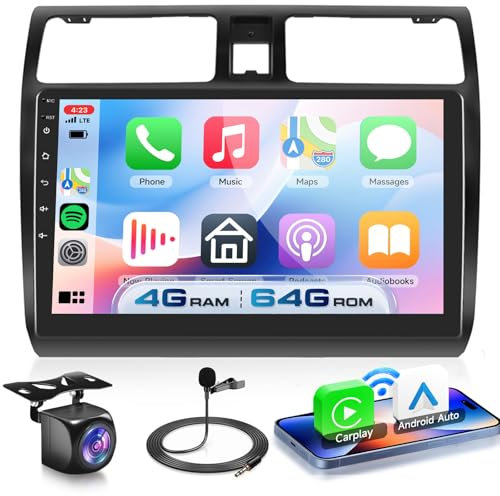 VECHTEL 4G+64G Autoradio Android 15 per Suzuki Swift 2005 2006 2007 2008 2009 2010, 10.1 HD Schermo Tactile Stereo Auto co Carplay Android Auto senza Fili GPS Wi-Fi USB Bluetooth FM RDS Retrocamera