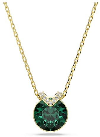 Swarovski Bella V Colgante, Talla Redonda, Verde, Chapado Tono Dorado