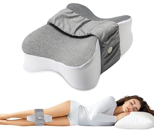 NIdreamCE Knee Pillow for Side Sleeper Support Thighs &Knees, Leg Pillow for Sleeping on Side Relieves Sciatica, Hip, Knee, Back, Joint Pain, With Adjustable Straps