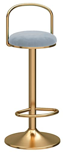 FHDCNTO Chaise de Bar à Tabouret ALISSE ALIMENTABLE 65-80 cm, Tabouret de Bar à Manger de l'îlot de Cuisine de Salon de beauté avec Dos pivotant, Repose-Pieds en Or et Base Ronde (Couleur: Gris)