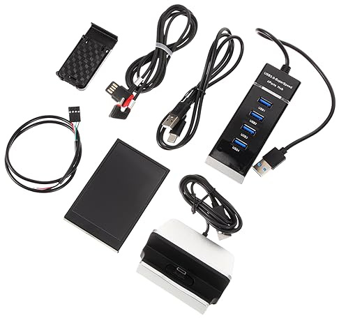 VILLCASE Monitor Dati per Case Pc, Schermo Secondario 3.5 Ips 320x480, Regolazione Luminosità, Installazione Facile, Porte USB e Micro USB
