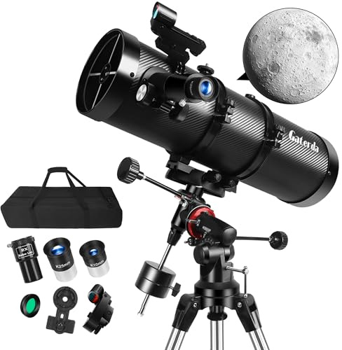 Gaterda Telescope, 150EQ Telescope for Adults Astronomy, Professional Newtonian Reflector Telescopes with Portable Carry Case, Manual German Equatorial Mount, Phone Adapter