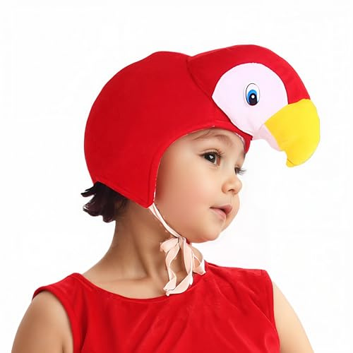 YJZQ Bonnet dessin Perroquet Casquette en Peluche Hiver Chapeau de fête Motif Perroquet Chapeau de costume animal Chapka déguisé pour Halloween Noël Performance théâtre