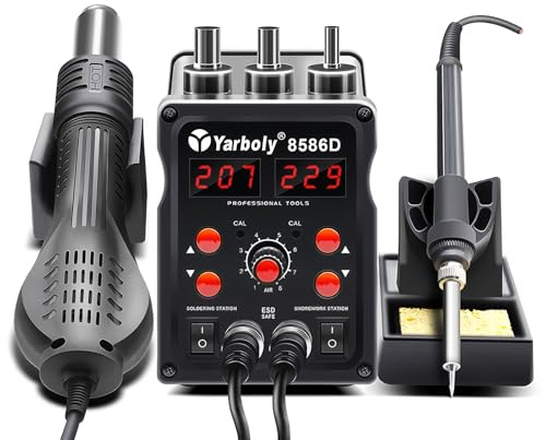 8898 SMD Rework Soldering Station 2 In 1 Hot Air Soldering Iron LCD Digital Display Welding Station For BGA PCB IC Repair 8586D