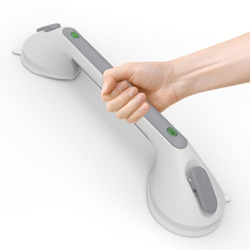 Mannicix Poignée Ventouse pour Salle de Bain, Poignées pour Personnes Âgées, 43 CM Douche Barre d'appui À Succion pour Baignoire pour Baignoire, Douche, Enfants et Seniors (Blanc)