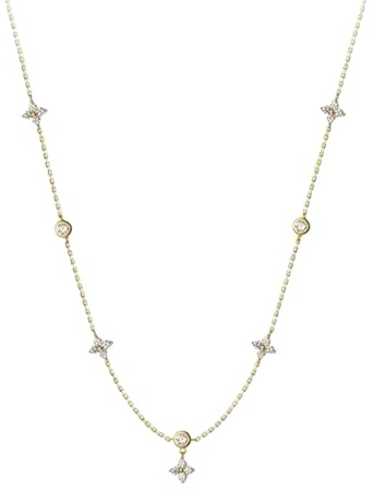 Vauki Guldkedja för kvinnor, kubisk zirkonia choker, fyrblad, justerbart guldpläterat halsband, sött fyrbladshalsband, allergivänligt vattentätt stapelbar kedja för flickor