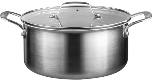 Prochef Casserole Pan, Stainless Steel, Non-Stick HexGuard Coating, 24cm x 12cm, 1.5kg, Tri-Ply Construction, Oven Safe to 230°C, Grey