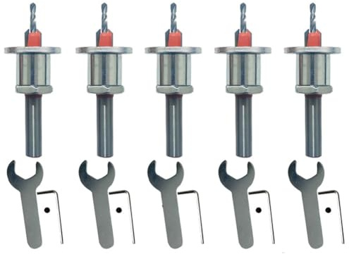 Set di 5 punte da trapano da banco per lavello, profondità regolabile con vite di arresto per la lavorazione del legno, punte in acciaio ad alta velocità da 8 mm, compatibili con viti a