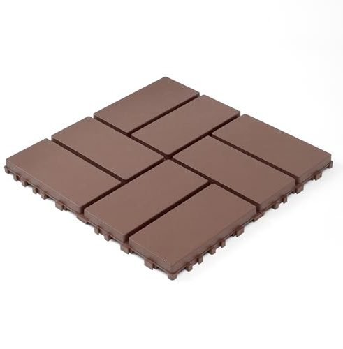 Plastic Interlocking decking Tiles, 44 Packs of Terrace decking Tiles, 12 inches x 12 inches Waterproof for All Weather use, Backyard Pool decking Tiles, Brown CS829