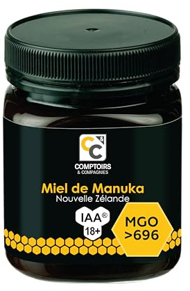 COMPTOIRS ET COMPAGNIES - Miel de Manuka Actif - IAA18+ (MGO696+) - Origine Nouvelle Zélande - 250g | Pot 250g - Miel de Manuka Actif, pur- Teneur en MGO certifiée IAA+- Origine Nouvelle Zélande garantie- Conditionné en France