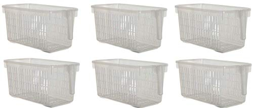 Whitefurze Clear Plastic Storage Caddy Baskets, Set of 6, 28x15.5x15.5cm, Clear