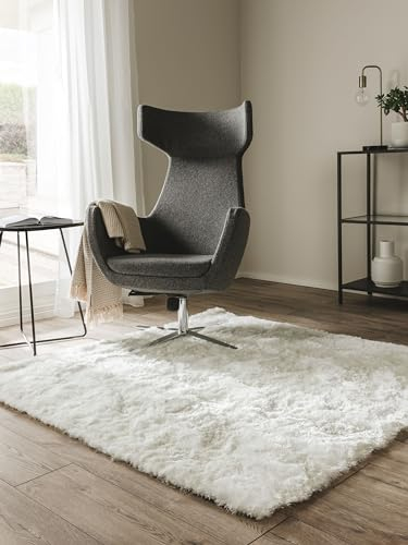 benuta Nest Hochflorteppich Whisper - Weiß 200x200 cm - Kuschelig Weicher Teppich für Schlaf- und Wohnzimmer - Pflegeleicht - Fußbodenheizung Geeignet
