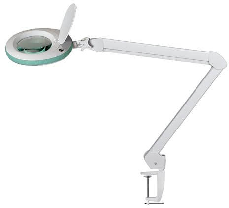 Lumeno LED Lampe loupe 7213GN avec lentille en verre de 127 mm, lampe de travail, convient pour cosmétique, les bricoleurs, aide à la lecture lampe grossissante, 3 dioptries Vert