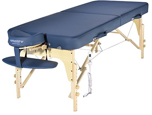 Master Massage Phoenix 71cm Mobil Klappbar Massageliege ThermaTop Integrietes Heizsystem Kosmetikliege/-bett Holzfuß und Tragetische, Körper warm Königsblau