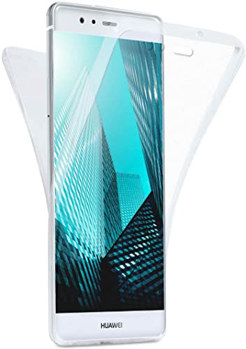 moex Double Case für Huawei P9 Hülle Silikon Transparent, 360 Grad Full Body Rundum-Schutz, Komplett Schutzhülle beidseitig, Handyhülle vorne und hinten - Klar