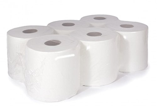 IDEAL 365, White Paper Rolls 6 x 2 Ply Embossed Paper Centre Feed Roll Towels White