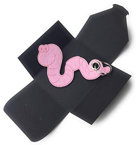 filzschneider Filz-Schlüsselanhänger Regenwurm (Rosa) als Geschenk - made in germany