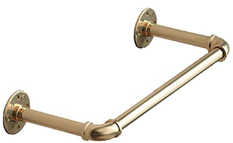 Industrie Stil Kleidung Kleiderstange, Wand Garment Display Rack, Länge 80cm Gewerbe Kleiderstange, Eisen Rohr Fertig (Color : Gold)