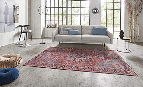 Nouristan Asmar Teppich – Wohnzimmerteppich Orient-Touch Detailiertes Muster Florales Kurflor Flachgewebe Teppich für Esszimmer, Wohnzimmer, Schlafzimmer – Orientalrot, 160x230cm