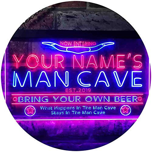 ADVPRO Personalized Your Name Est Year Theme Man Cave Beer Dual Color LED Barlicht Neonlicht Lichtwerbung Neon Sign Blau & Rot 300 x 210mm st6s32-pb2-tm-br
