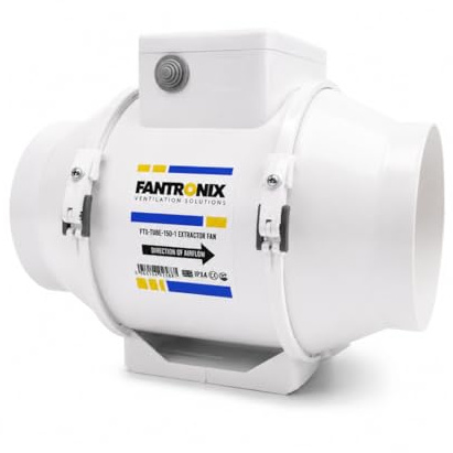 Fantronix 150 mm Inline Bathroom Extractor Fan with Timer | Quiet Loft-Mounted Fan For Showers And Toilets, With Run-On Control To Help Reduce Steam, Damp And Condensation.