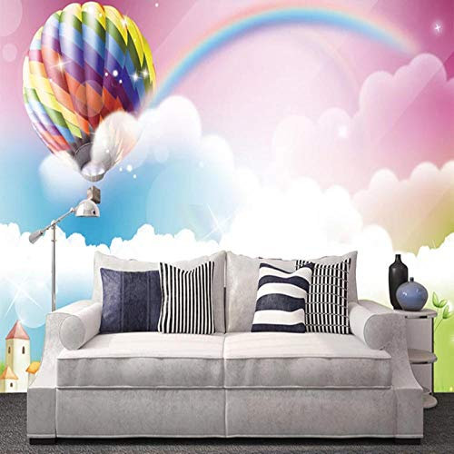Papel Tapiz 3D Globo De Dibujos Animados En 3D Arco Iris Murales Lindos Papel Tapiz Niños Dormitorio Infantil Decoración Del Hogar Fondo Pintura De Pared 3D,350 * 256Cm