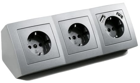 Regleta Flair, 3 vías + 2x USB, antracita