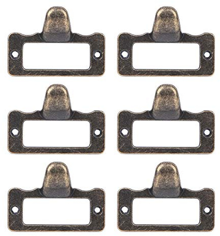 Fdit 6PCS Antik Bronze Etikett Schublade Knöpfe zieht Griffe Dateinamen Kartenhalter Medizinschrank zieht
