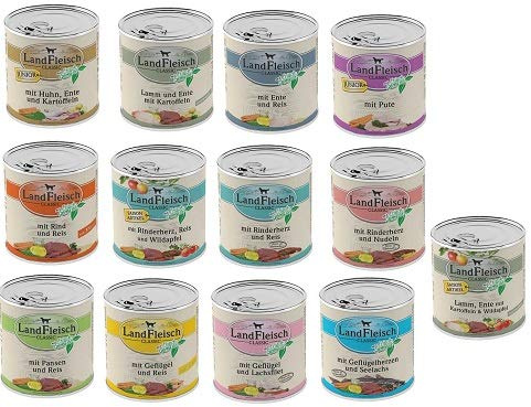 Landfleisch 18 x 800g Dosen Nassfutter - freie Auswahl aus 13 Sorten + Futterbauer Snack gratis!
