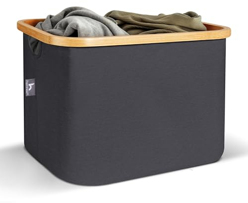 HENNEZ Korb zur Aufbewahrung 40L Aufbewahrungskorb Groß kompatibel Ikea Kallax Korb Grau Regal Aufbewahrungsboxen - Stoffboxen Kisten Körbe zur Aufbewahrung kompatibel als Wäschekorb Stoff faltbar