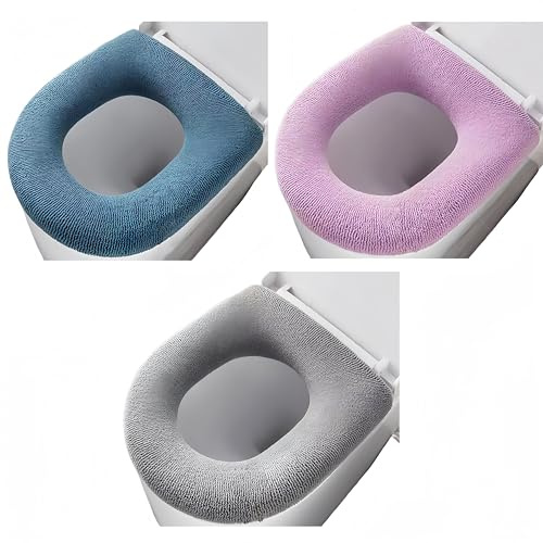 3 Stück Badezimmer Weiche WC Sitzbezug Pad WC Deckelbezug Kissen Weich Dehnbar Waschbar,PassendHändewaschen wird empfohlen