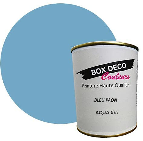 BOX DECO COULEURS Möbelfarbe Holz Innen auf Acrylbasis Matt Aqua Holz 750 ml Pfauenblau