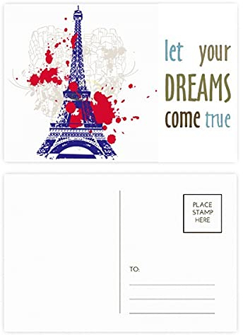 Eiffelturm Umriss Frankreich Paris Dream Come True, Postkarten-Set Dankeskarte Versandseite 20 Stück