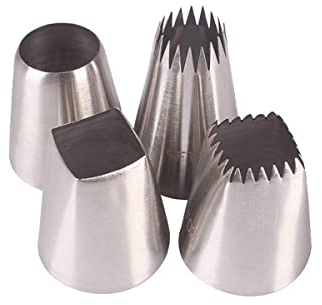 Piping Nozzle Set Large Tips with French Star Nozzle for Eclairs Churros Meringue,Square Icing Tip & Extra Large Round Icing Nozzle for Cake Cupcake Cookie Decorating
