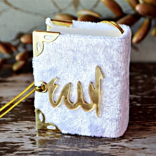 VOGUEHOMEDECOR Lot de 10 mini textes arabes du Coran | Coran à suspendre | Cadeau de fête islamique (blanc)