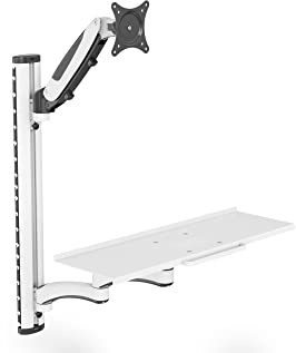 DIGITUS Stående/sittande arbetsstation - Monitorfäste och hylla - Väggmontering - 1x gastrycksfjäder 1x dubbel ledad arm - 1 monitor - Upp till 27 tum - VESA 75x75, 100x100 - Svart