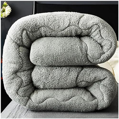 ZTGL Bettdecke Dick Winter - Winter Warm Sherpa Lamm-Kaschmir Decke, Reversibel, Flauschige Dicker Decke Warmer Plüsch - Plus Samtkern Steppdecke Winterdecke Antiallergisch,Grau,150x200cm(2.5kg)