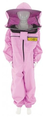 LYSON Kinderanzug mit abnehmbaren Hut Kinderoverall mit Schleier Kinderimkeranzug Schutzkleidung für Kinder, Imker Anzug Imkeranzug Schutz vor Bienen Lilafarbe Grösse 128