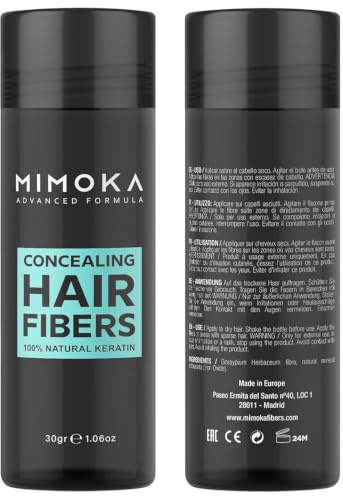 MIMOKA STREUHAAR – Kaschiert kahle Stellen sofort - 100% natürliche, nicht wahrnehmbare Mikrofasern - für Haar und Bart - in Pulverform für Herren- und Damenhaar - Rotbraun - 30 gr.