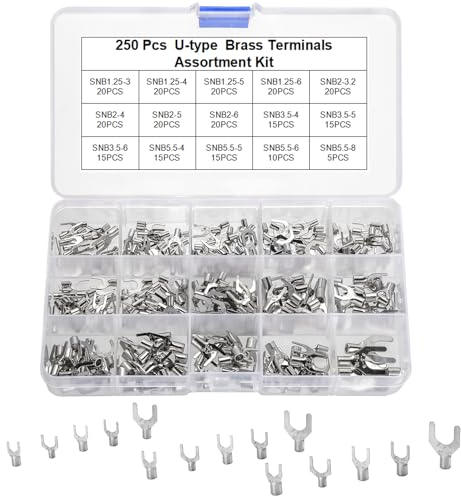 KOXXIAMOQ 250 Stück Kabelschuhe Set, Rohrkabelschuhe Set, Spaten Flachstecker Kabelschuhe, Quetschverbinder Kupferklemmen, Kupferkabelschuh, Kabelverbinder, 0,5-1,5mm² 1,5-2,5mm², 2,5-4mm², 4-6mm²(U)