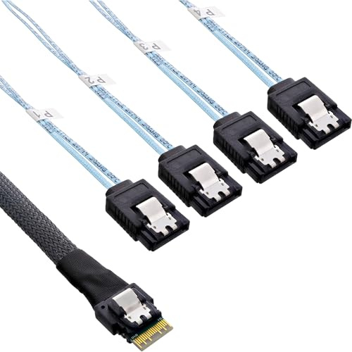 InLine 27646B. Longueur du câble : 1 m, Connecteur 1 : SFF-8654 Male, Connecteur 2 : 4 x SATA 7-Pin Marque