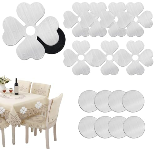 SVUPUE 8 Stück Tischdeckenbeschwerer, Tischdeckengewichte Draussen Extra Schwer, Tischdecken Beschwerer Gewichte aus Edelstahl, für Garten Drinnen Gardinenbeschwerer, Vierblättriges Kleeblatt