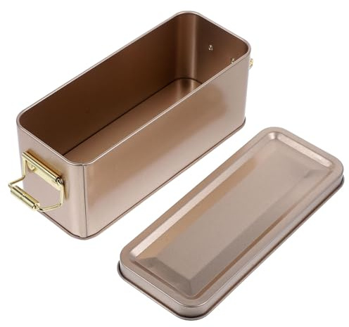 PRETYZOOM Scatola Porta Biscotti per Alimenti in Latta Vintage Coperchio Color Oro Design Semplice e Dettagli Lisci, per Alimenti in Cucina