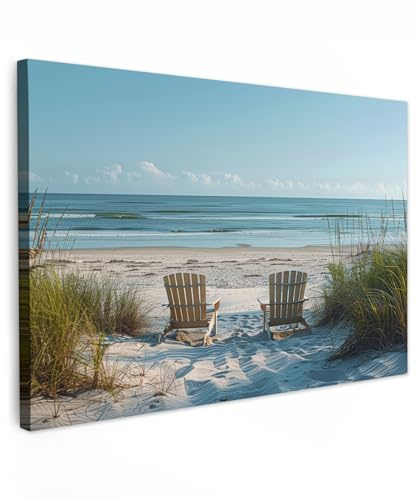 MuchoWow© Bild auf Leinwand Schlafzimmer Bilder Badezimmer Wand Deko | 90x60 cm - Wohnzimmer Modern Wanddeko Bilderwand Geschenk Dünen - Strand - Meer - Sommer