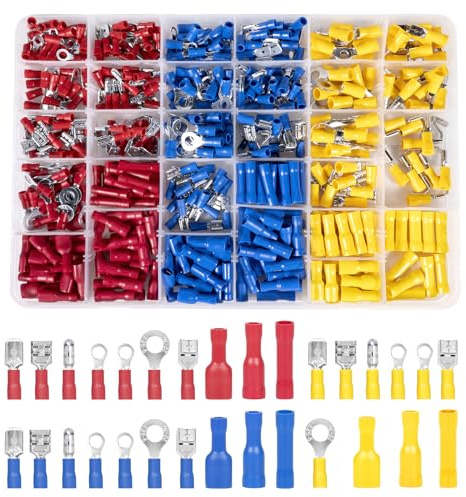480 Stück Kabelschuhe Set, 30 Type Kabelschuh, Kabelschuhe Sortiment KFZ Flachstecker Set, Kabelverbinder, Quetschverbinder, Steckverbinder Flachsteckhülsen